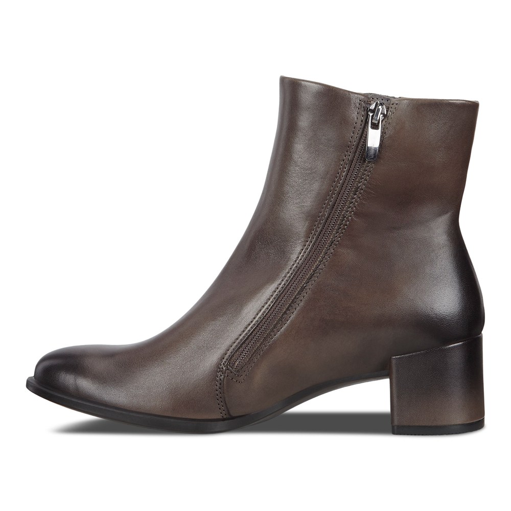 Womens Ankle Boots - ECCO Shape 35 Block Zippered - Brown - 4783JXCNZ